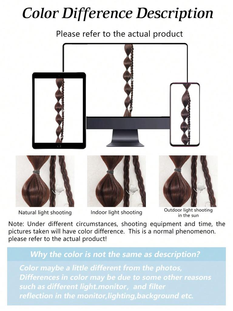 Perucă din coadă de cal cu împletitură cu bule naturale, păr lung și drept, cu banda de cauciuc Moda naturală