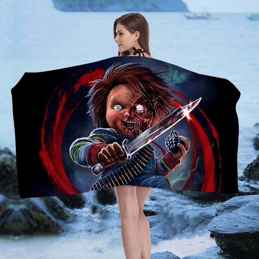 Horror Movie C-Child P-Play Beach Colorful Bath Towels for Girl Microfiber Quick Dry Sand Free Beach Yoga Spa Gym Pool