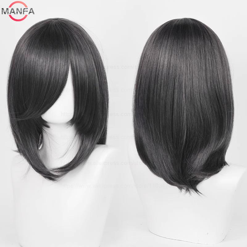 40cm Medium Basic Anime Cosplay Wig Bang Blond  Black White Red Pink Green Brown Gold Blue Heat Resistant Synthetic Hair Wigs
