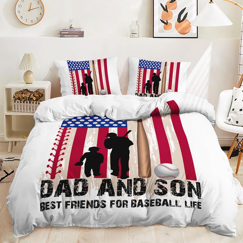 Baseball Duvet Cover Set Ball Comforter Cover Sports Theme Bedding Set Kids Boys Teen Polyester Quilt Cover Twin Queen King Size