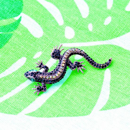 Unisex Brooch Pin Lizard Colorful Rhinestones Jewelry Vintage Long Lasting Blazer Brooch Clothes Decor