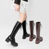 2024 Autumn and Winter New Long Martin Boots Women's Lace-up High Knight Boots Women's Round Head Thick Heel Thick-soled Long Boots Women