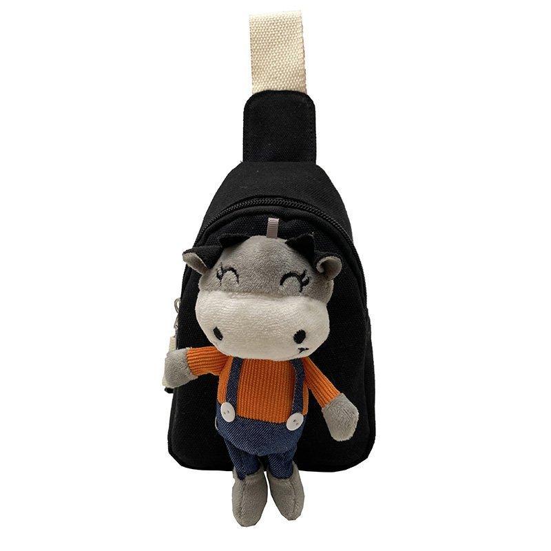 

Детская сумка, симпатичная мультяшная сумка для мальчиков и девочек, сумка-мессенджер в виде теленка, кукольная повседневная сумка на грудь, новая модная детская сумка чёрный