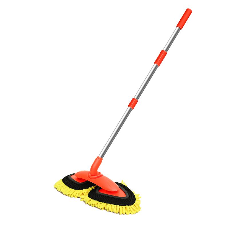 

SEAMETAL Щетка для мытья автомобиля с двумя головками, швабра для мытья автомобиля с выдвижной алюминиевой ручкой, мягкая щетка, вращающаяся на 360 градусов жёлтый