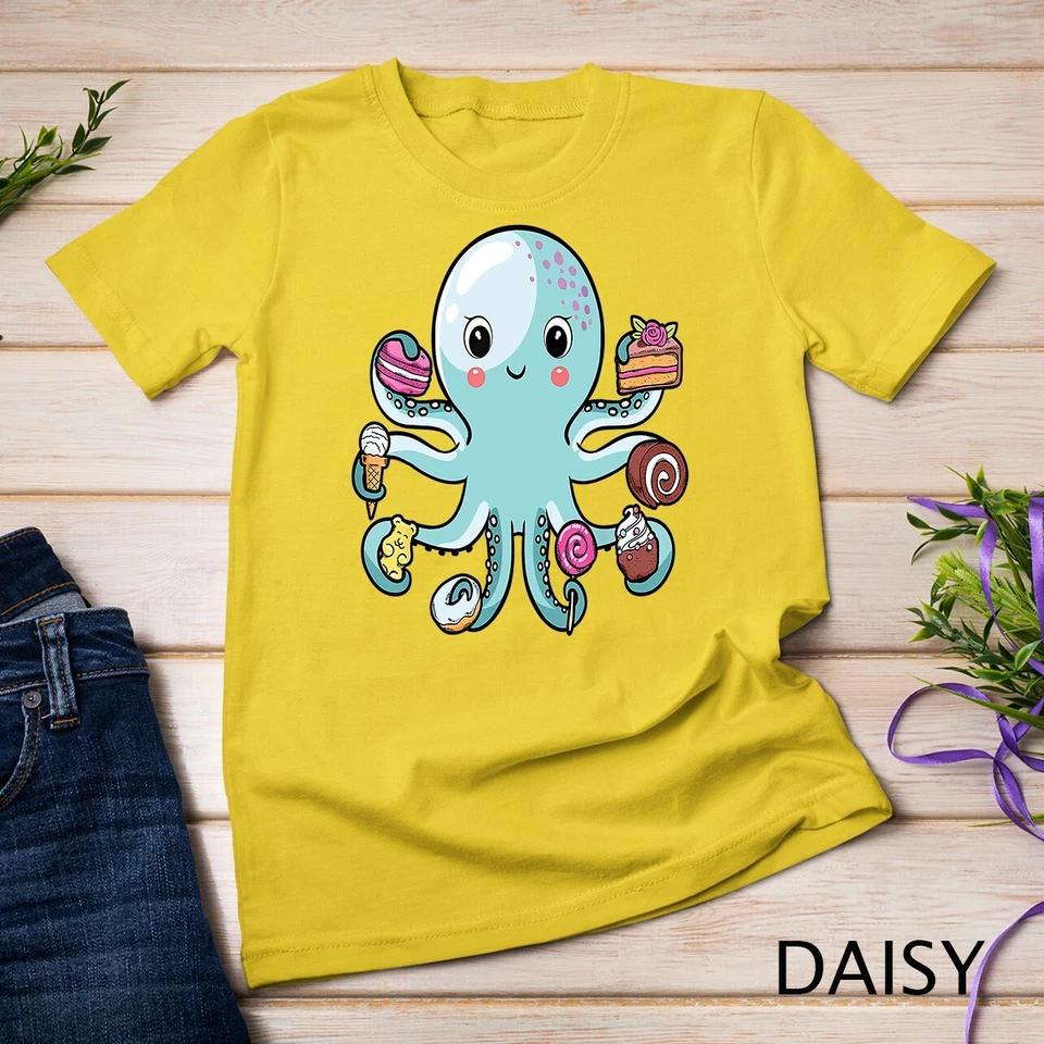 Octopus Octopus Cake Tentacles Marine Animals Children Unisex T-shirt 3 XL