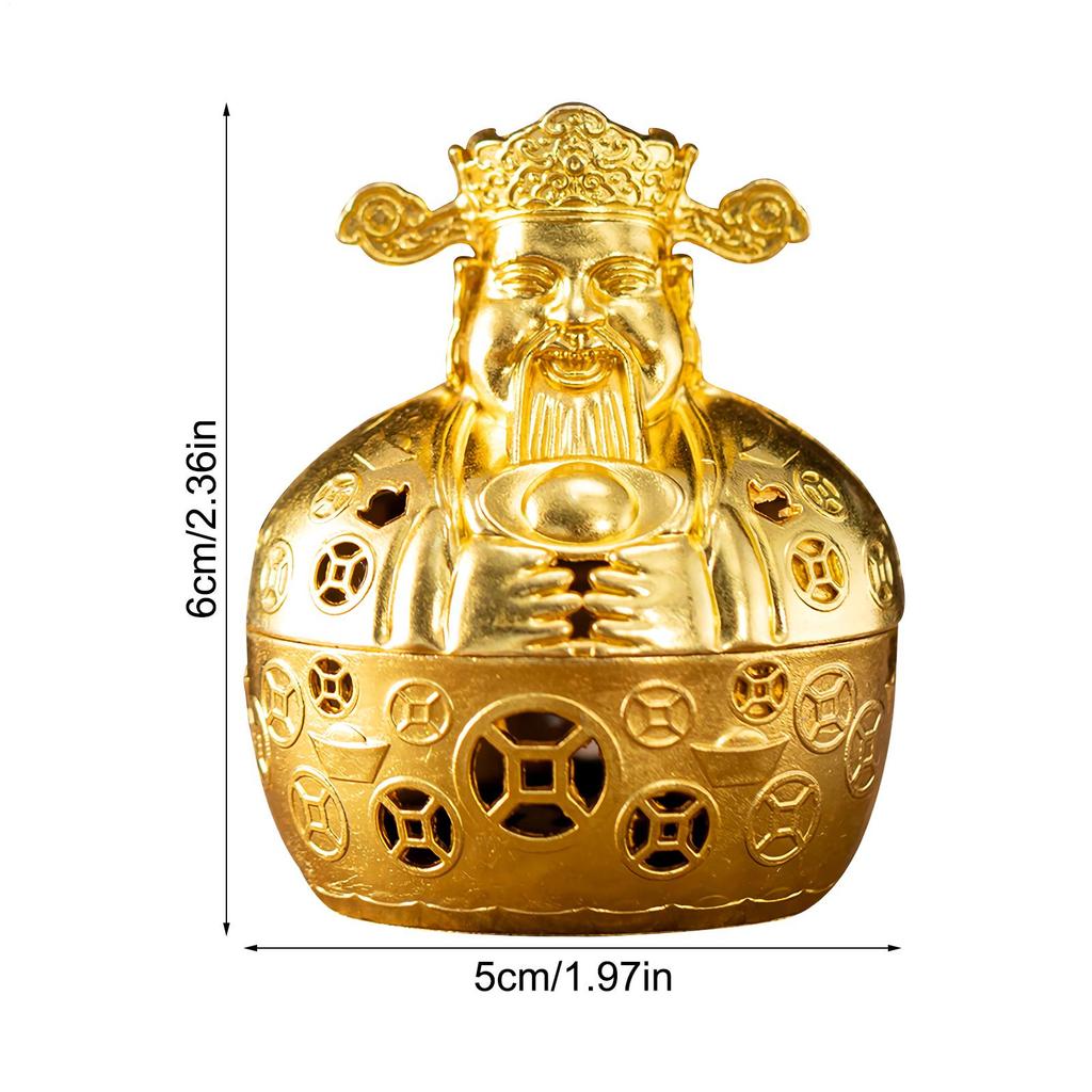 Alloy God of Wealth Mini Incense Burner Ornament Living Room Decoration Home Decor Family Church Aromatherapy Meditation