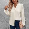 Casual V-Neck Long Sleeve Chiffon Blouse Top for Women Print Streetwear Tee Ladies