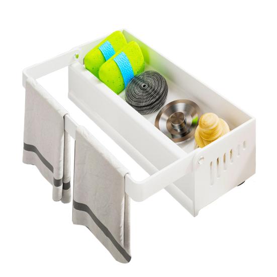 Küchenspülbecken Schwammhalter Schwammablage mit Lappenhalter Selbstentwässernder Arbeitsplatten-Organizer für Seife