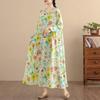 DIMANAF New 2025 Women Plus Size Spring Long Dress Loose Basic Vintage Oversize Long Sleeve Maxi Floral
