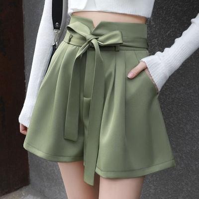 Short à boutons floraux pour femmes, pantalon d'été fin, version coréenne, taille haute, coupe trapèze, jambes larges, pantalon chaud polyvalent et décontracté