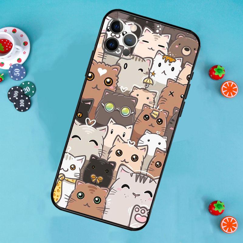 Funny cute cats Phone Case For iPhone 17 Air 16 15 14 13 11 12 Pro Max 13 12 mini 15 16 Plus 16e Cover Funda
