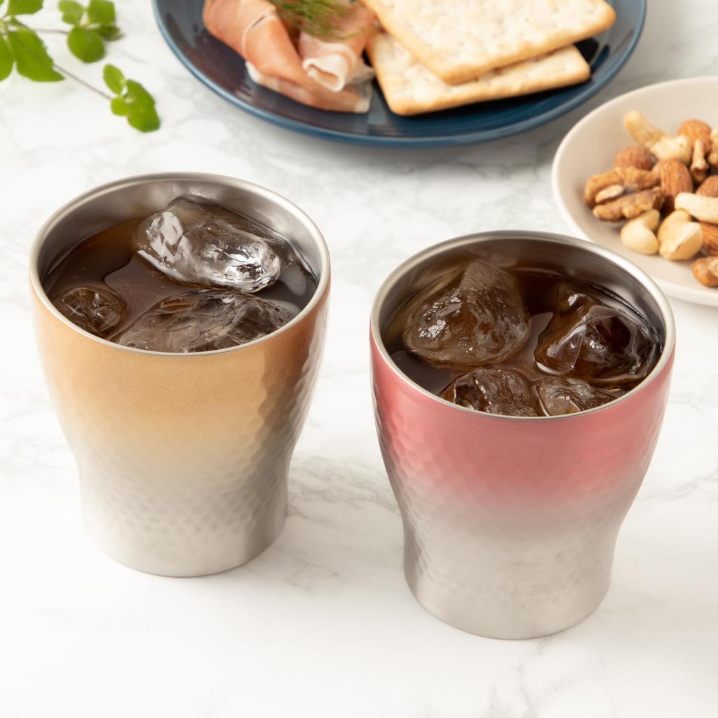 Maebata Luxe Pair of Rock Gradient Gold 62432 Cups, & Pink, 290ml,