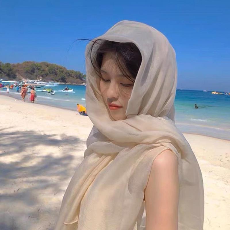 

Женский шарф из хлопка и льна Chaka Salt Lake: Солнцезащитная шаль для пустыни Standard