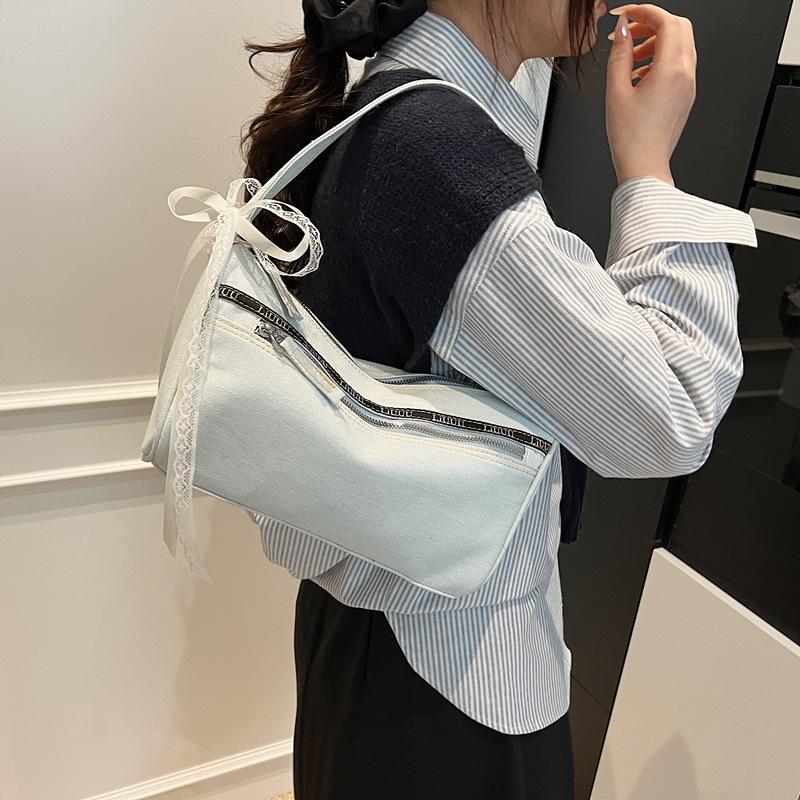 תיק יד ג'ינס תיק כתף חדש רב-תכליתי לנסיעות לעבודה לנשים