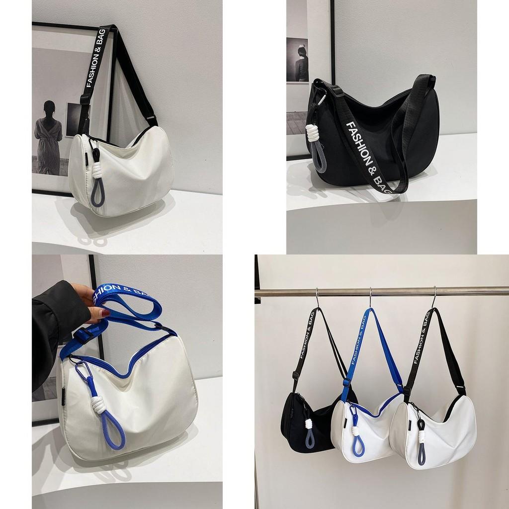 Stylish Casual White Black Blue Canvas Crossbody Bag For Women With Large Capacity