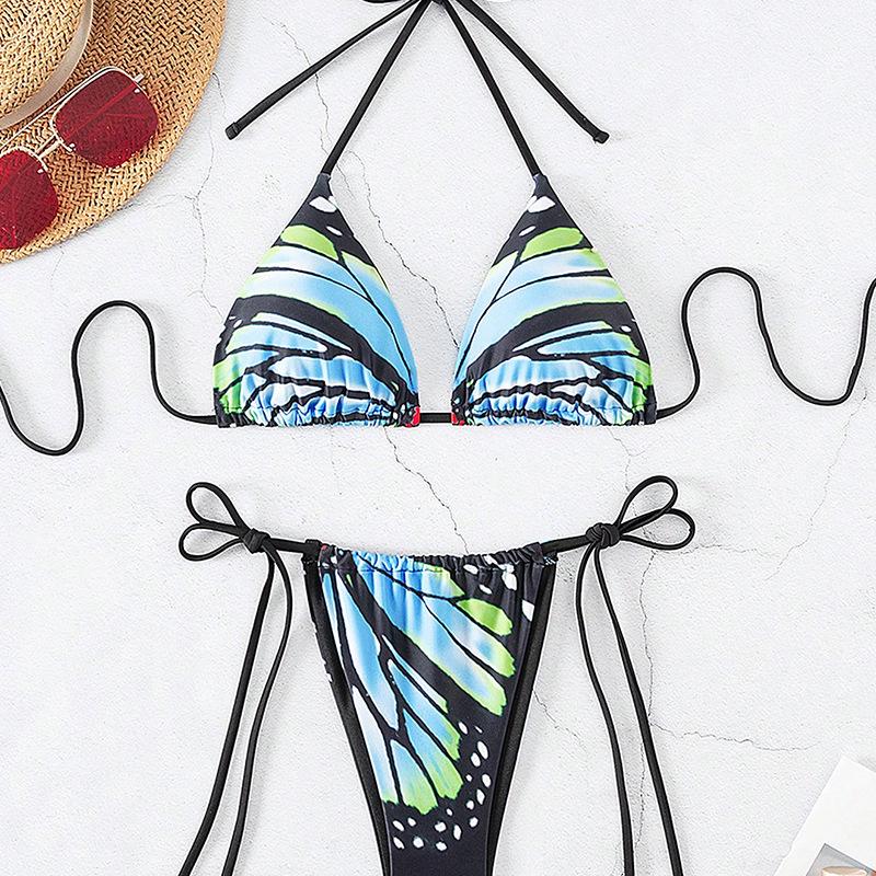 2025 Brazilian Print Tie-Up Thong Bikini Set
