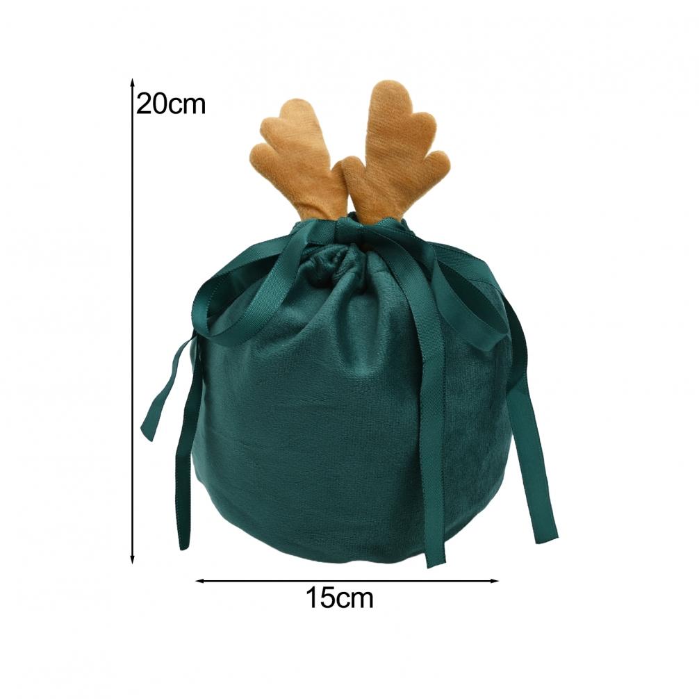 3D Antler Decoration Christmas Candy Bags Santa Present Bags Velvet Deer Bags