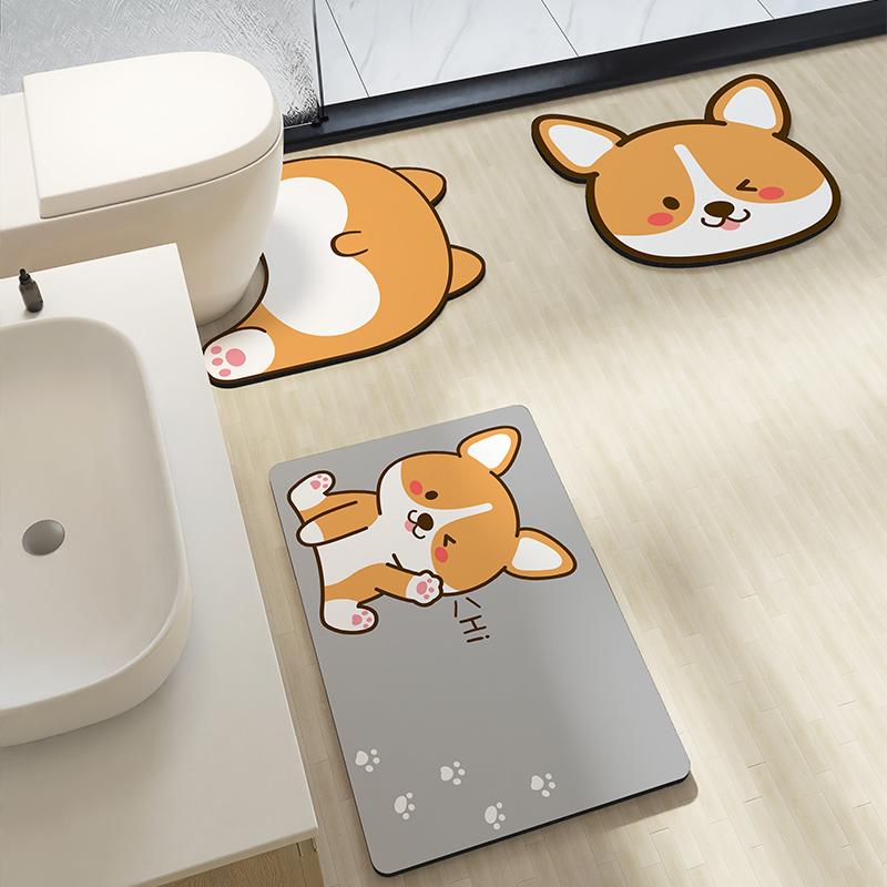 Cartoon Bathroom Mats Super Absorbent Toilet Rug Anti Slip Bath Mat Quick Dry Foot Floor Mat Entrance Doormat Carpet Washable