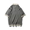 American Knitting Stripes Polo Shirt Men's Short-Sleeved Summer Shirt Loose Clothes Export Menswear T-shirt Collar T-shirt
