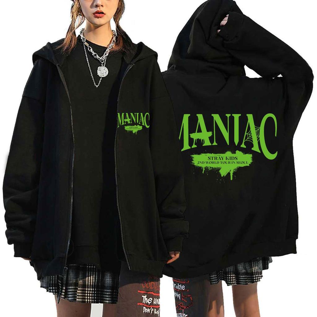Popular Sweater Straykids Surrounding Harajuku Printed Sweater Hooded Loose Zipper Sweater