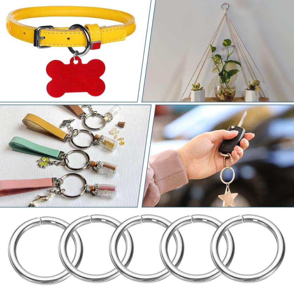 100pcs Metal O Rings Round Ring Buckle Small Welded Multipurpose Metal Rings for Camping Dog Luggage Belt Craft DIY Accessories Silver Tone [uxcell]