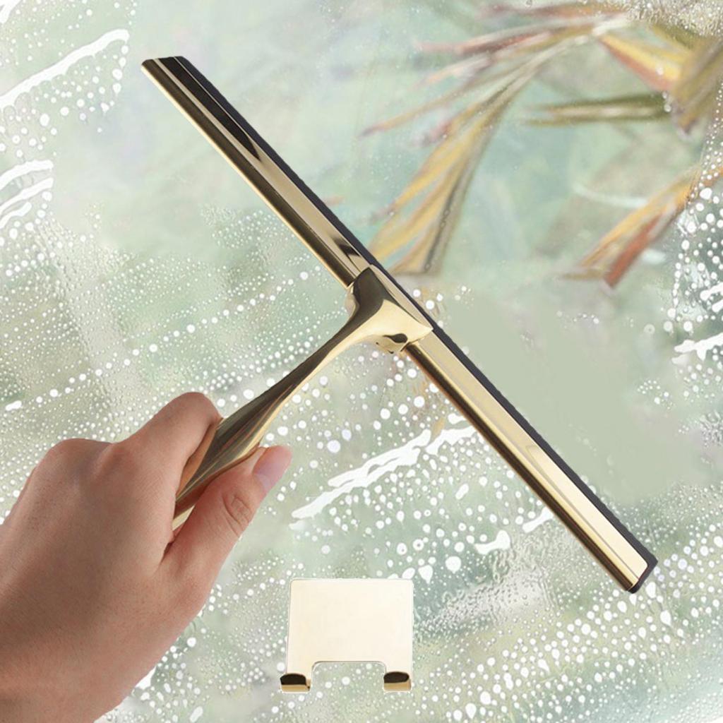 Glass Wiper with Hook Holder Stainless Steel Squeegee for Bathroom Sink Home Handheld Glass Window Cleaning Squeegee Wiper