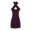 Elegant Halter Neck Cross Strap Bodycon Dress: Mature, Fashionable, Slim Fit Short Skirt for Women 2026.