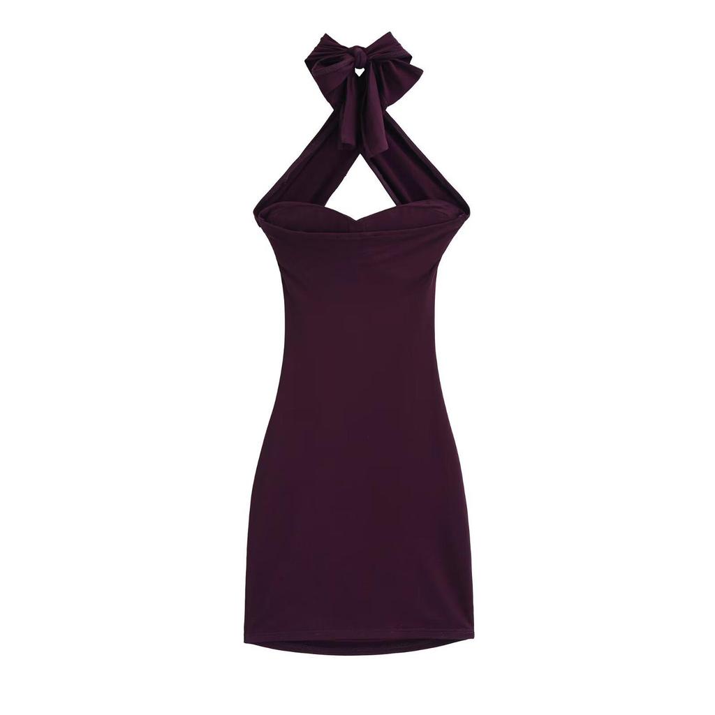 Elegant Halter Neck Cross Strap Bodycon Dress: Mature, Fashionable, Slim Fit Short Skirt for Women 2026.