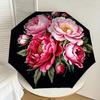 1pc Peony Flowers Automatic Folding Umbrella 8 Rib Iron Frame, Compact Portable Umbrella Suitable for Travel, Daily Use, Birthday, Women & Men Gift c