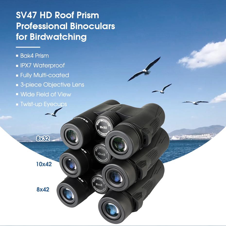 Binoclu SV47, binoclu profesional 8x32/8x42/10x42 rezistent la apă și ceață pentru BirdWatch
