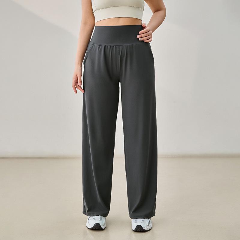 Calças Esportivas Femininas Plus Size de Cintura Alta com Controle da Barriga e Perna Larga para Emagrecimento, Secagem Rápida para Fitness - Outono Inverno