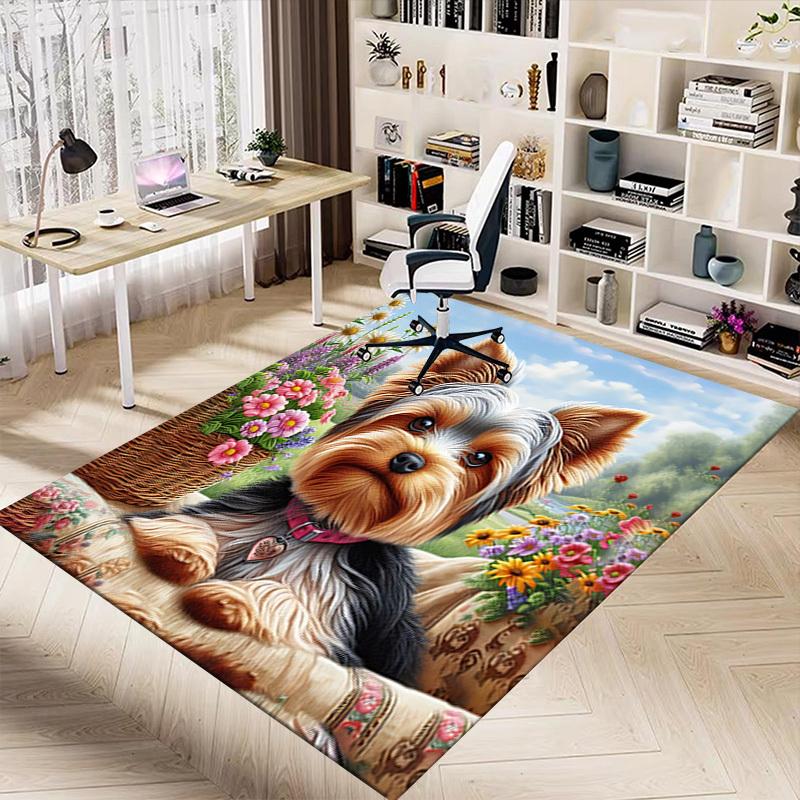 1 Stück Blumenkorb Yorkie Extra Groß Rutschfester Teppichboden, Büro, Familie, Schlafzimmer Großer Teppich Innen Teppiche, Lebendige Farben