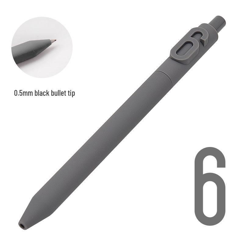 Shuyuan Black Gel Pen - Push-Button, Student Use, Minimalist Design, Candy-Colored Silicone Barrel.
