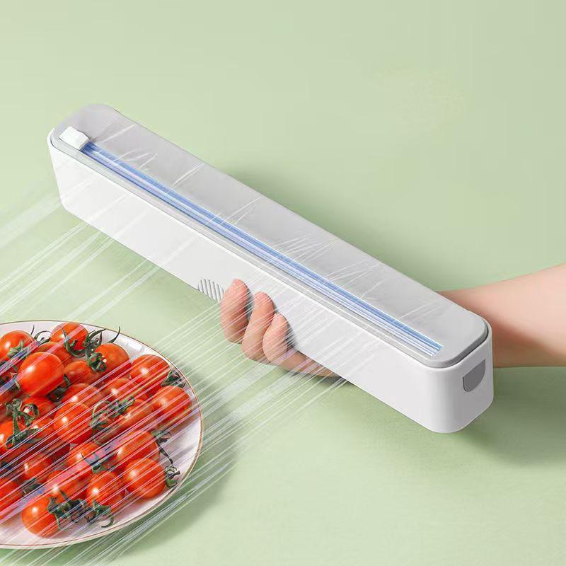 1 Stück Küchen-Einweg-Frischhaltefolien-Schneider, Punktbrecher Haushalts-Lebensmittel-Spezial-Schneidebox, Saug-Kühlschrank-Artefakt