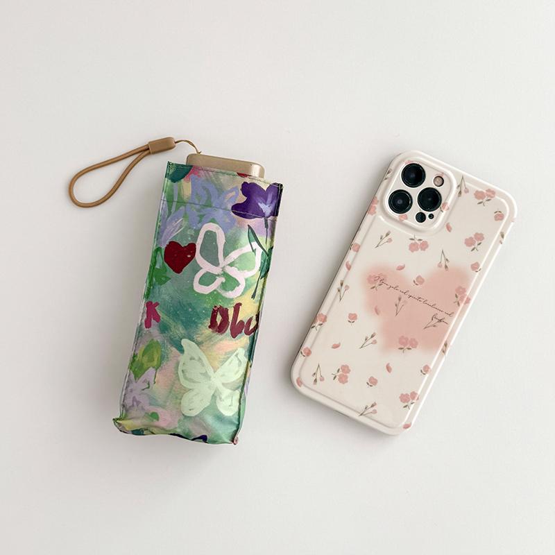 

Card Thin Umbrella Cute Mini Fresh and Five/Three-Fold Blossom Elegant Umbrella Rainproof and Windproof UV Resistant Iron&8K