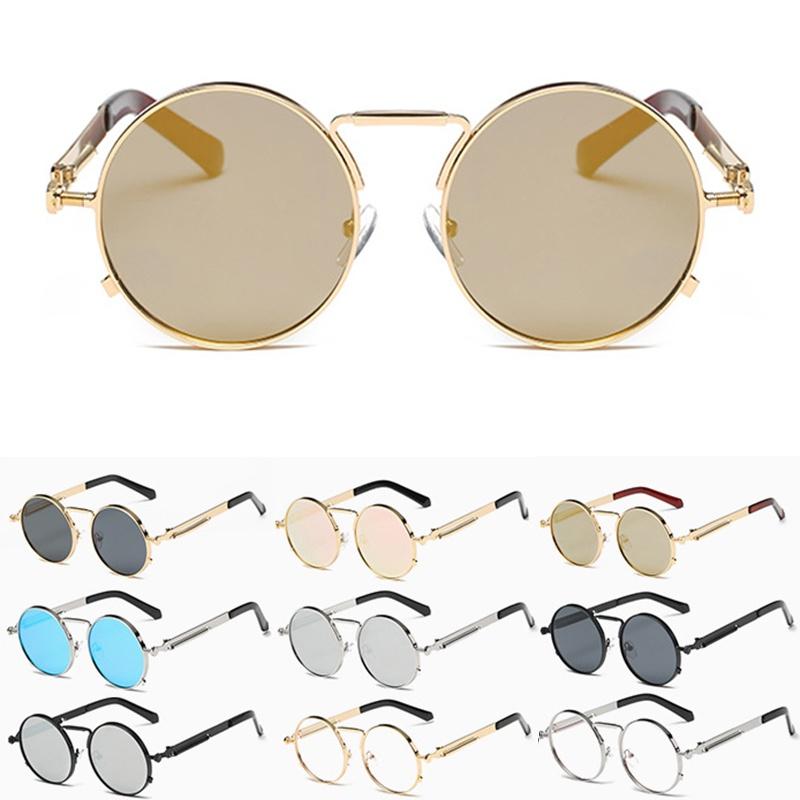 Vintage Retro Round Steampunk Sunglasses With Metal Frame And Uv400 Protection For Men And Women