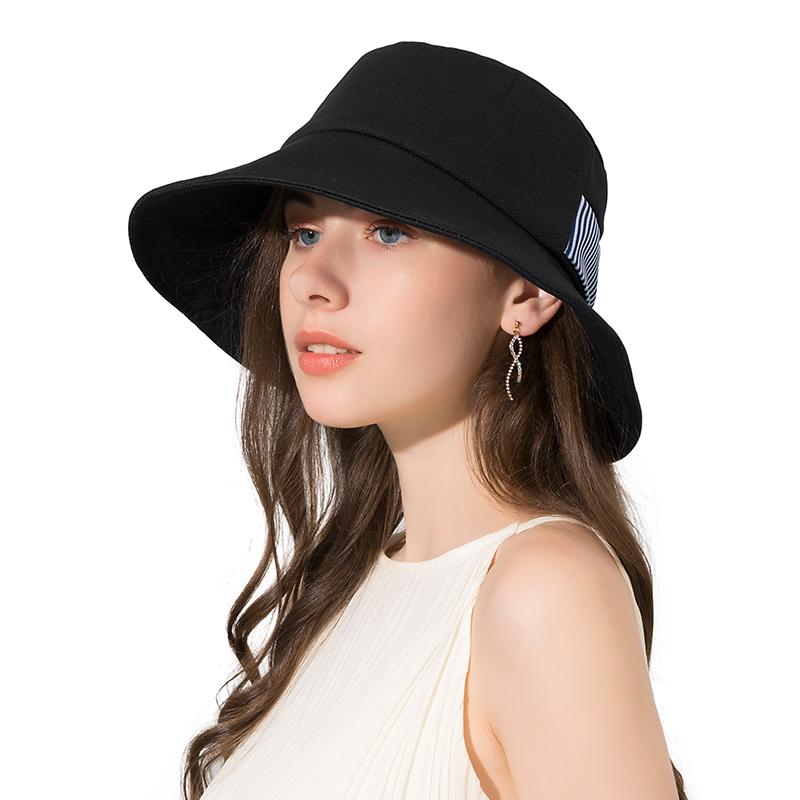 Women's Summer Stylish Bow Bucket Hat - UV Protection Windproof Cord Sun Cap, Breathable Outdoor Sun Hat