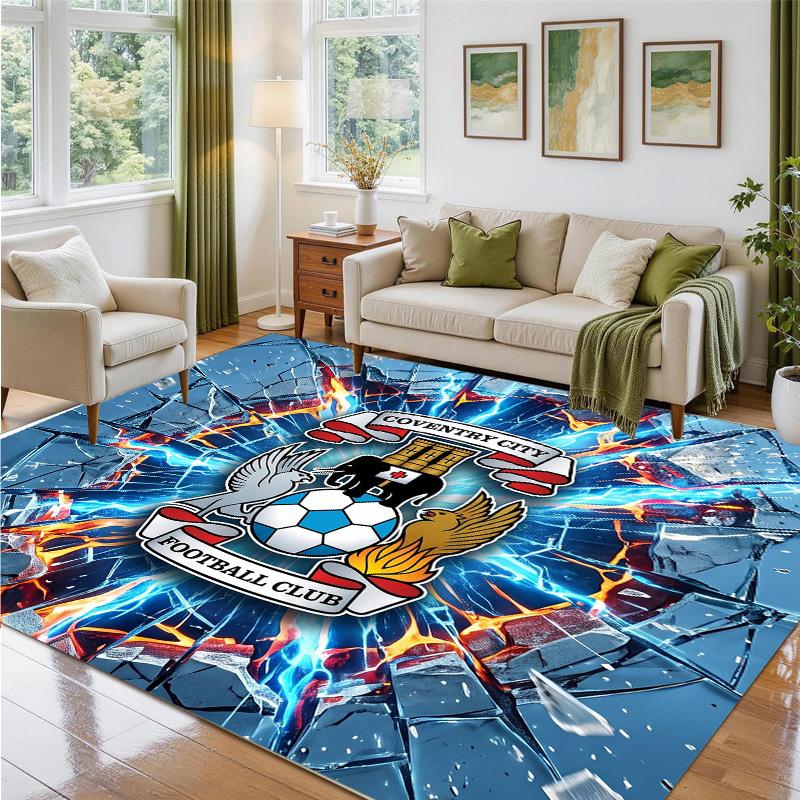 Coventry City Football Design Crystal Velvet Rug Soft Decorative Mat for Bedroom Entrance