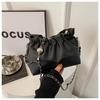 Fashion chain pleated bucket bag niche texture bag women's trend mobile phone shoulder messenger bag commute exquisite