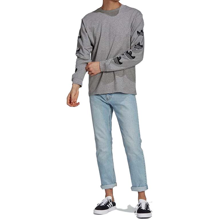 adidas T-shirt Sport Longues Manches Respirant Décontracté Confortable Homme Hauts Gris GL9952