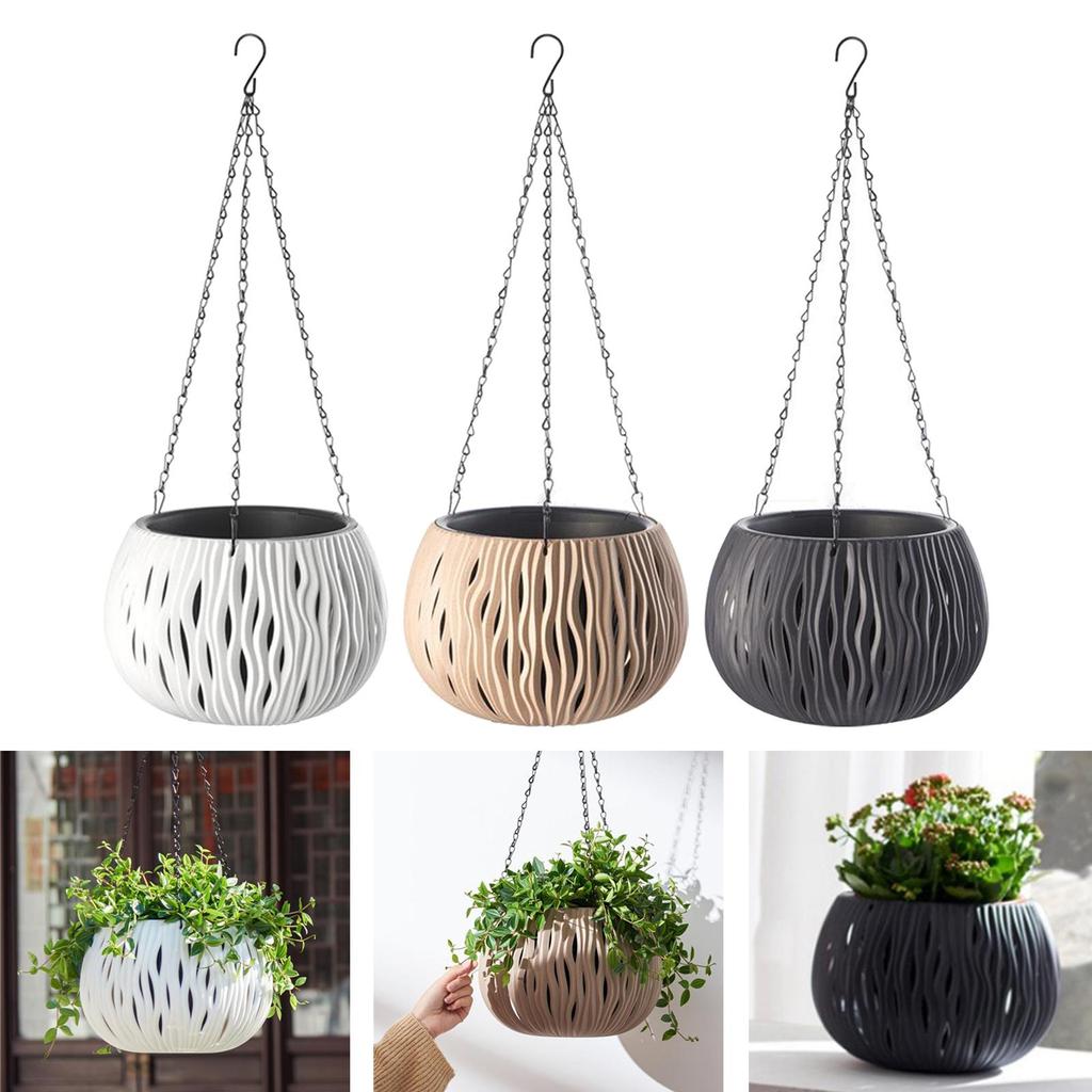Plastic Hanging Basket Outdoor Hanging Pot with Drainer Chain Home Decor