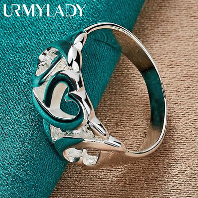 925 Sterling Silver Love Heart 6-10# Ring For Women Fashion Charm Jewelry MR060