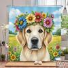 watercolor flowers and plants dog animal shower curtain Print polyester waterproof bathroom curtains with hook decorate curtain