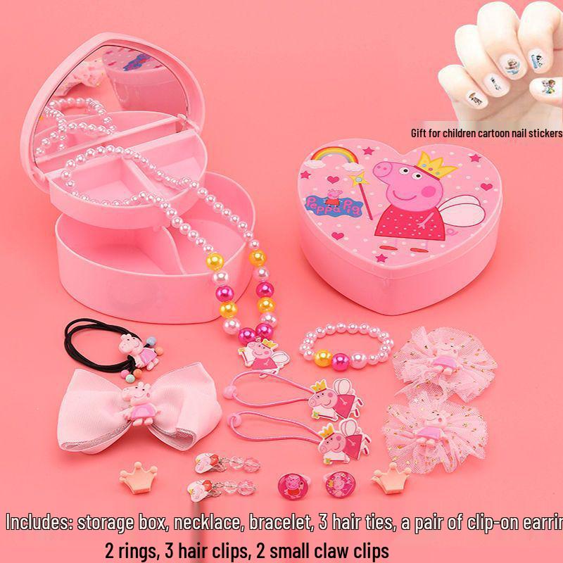 Children's Mermaid Jewelry Set: Necklace, Bracelet, Ear Clips, Rings - Cute Princess Design