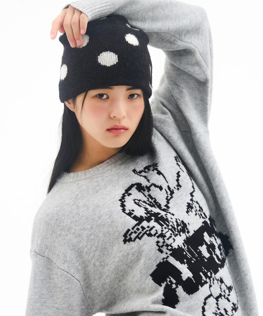 AMES-WORLDWIDE Mohair Pattern Beanie Black