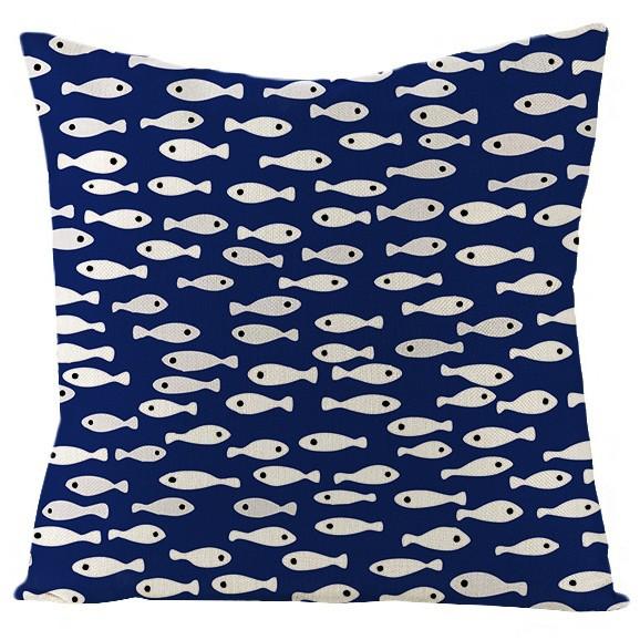 New Blue Geometric Linen Pillowcase Home Sofa Pillowcase