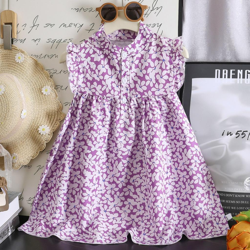 Summer Girls Floral Dress A-line Cute Princess Dress Children Fluffy Skirt Baby Girl Summer Dress