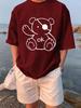 Kawaii Ok Teddy Bear Grapic Printing TShirts Womens Cotton Summer Tops Soft Loose ONeck Short Sleeve Casual Womans Clothes