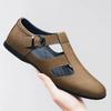 Men's Genuine Leather Hollow Out Sandals Breathable Summer Casual Footwear