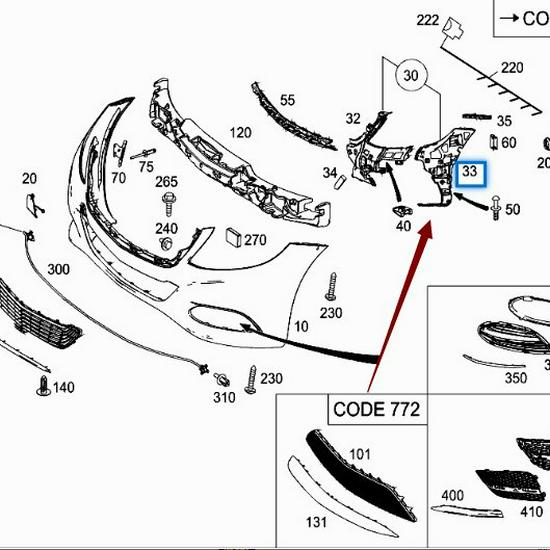 Mercedes-Benz W222 S350 Front Bumper Inner Support Liner 2228851965 2228852065